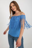 Summer Blouse with Spanish Neckline and Lace Trim