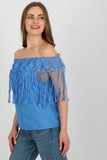 Summer Blouse with Spanish Neckline and Lace Trim