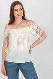 Spanish-Style Summer Blouse with Lace Trim and Tassels