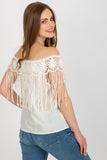 Spanish-Style Summer Blouse with Lace Trim and Tassels