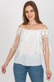 Lace-Trimmed Spanish-Style Summer Blouse with Tassels