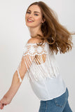 Lace-Trimmed Spanish-Style Summer Blouse with Tassels