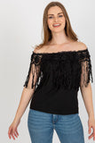Lace-Trimmed Spanish Neckline Summer Blouse