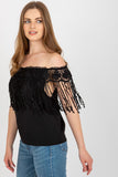 Lace-Trimmed Spanish Neckline Summer Blouse