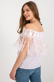 Spanish-Style Summer Blouse with Lace and Tassels