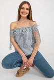 Lace-Trimmed Summer Blouse with Spanish Neckline
