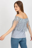 Lace-Trimmed Summer Blouse with Spanish Neckline