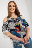 Chic Summer Blouse with Printed Fabric & Decorative Tassels