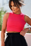 Classic Ribbed Crop Top with Thick Shoulder Straps