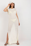 Sleeveless Openwork Knit Dress with Side Slits for Beach Wear