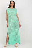 Openwork Knit Sleeveless Dress with Side Slits