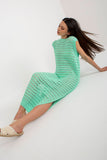Openwork Knit Sleeveless Dress with Side Slits