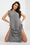 Openwork Knit Sleeveless Dress with Side Slits