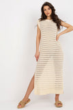 Openwork Sleeveless Knit Dress with Side Slits