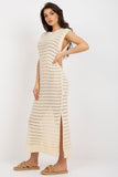 Openwork Sleeveless Knit Dress with Side Slits