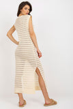 Openwork Sleeveless Knit Dress with Side Slits