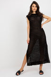 Openwork Sleeveless Knit Dress with Side Slits