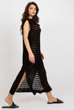 Openwork Sleeveless Knit Dress with Side Slits