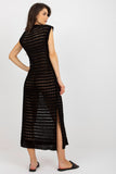 Openwork Sleeveless Knit Dress with Side Slits