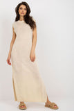 Sleeveless Long Knit Dress with Side Decorative Slits