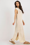 Sleeveless Long Knit Dress with Side Decorative Slits
