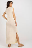 Sleeveless Long Knit Dress with Side Decorative Slits