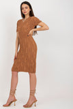 Short Sleeve Knitted Pencil Dress with Heart Neckline