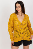 Openwork Long-Sleeved Women's Sweater with Button Closure