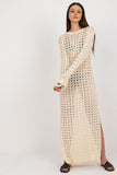Openwork Long Knit Dress with Decorative Side Slits