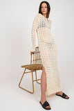 Openwork Long Knit Dress with Decorative Side Slits