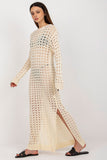Openwork Long Knit Dress with Decorative Side Slits