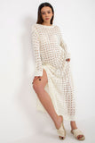 Openwork Long Knit Dress with Decorative Side Slits