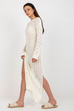 Openwork Long Knit Dress with Decorative Side Slits
