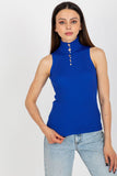 Ribbed Sleeveless Turtleneck Blouse with Zircon Details