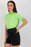 Colorful Striped Knitted Blouse with Short Sleeves