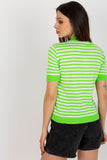 Colorful Striped Knitted Blouse with Short Sleeves