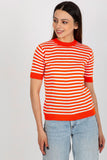 Colorful Striped Short Sleeve Knitted Blouse