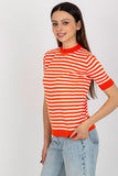Colorful Striped Short Sleeve Knitted Blouse