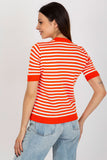 Colorful Striped Short Sleeve Knitted Blouse
