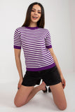 Colorful Striped Knitted Blouse with Short Sleeves