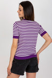 Colorful Striped Knitted Blouse with Short Sleeves
