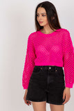 Openwork Long Sleeve Sweater with Round Neckline