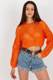 Openwork Long Sleeve Sweater with Round Neckline
