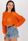 Openwork Long Sleeve Sweater with Round Neckline