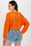 Openwork Long Sleeve Sweater with Round Neckline