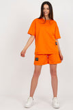 Cotton Women's Blouse and Shorts Set with Decorative Patches