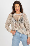 Summer Openwork Long Sleeve Sweater with Round Neckline