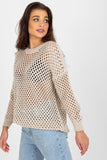 Summer Openwork Long Sleeve Sweater with Round Neckline
