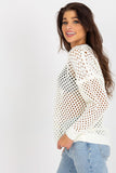 Openwork Women's Long Sleeve Sweater with Round Neckline