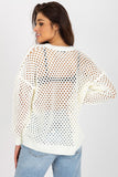 Openwork Women's Long Sleeve Sweater with Round Neckline